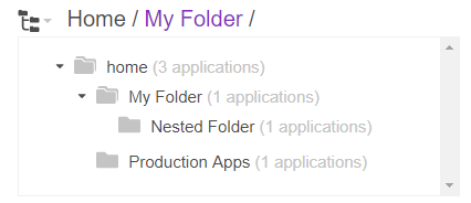 Folder list expanded